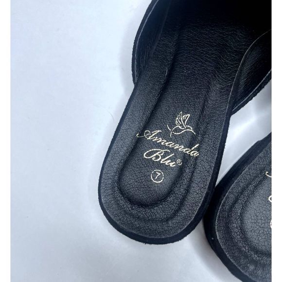 Amanda Blu Mariah Suede Mules Slip On Black & Gold Decorative - Picture 6 of 8